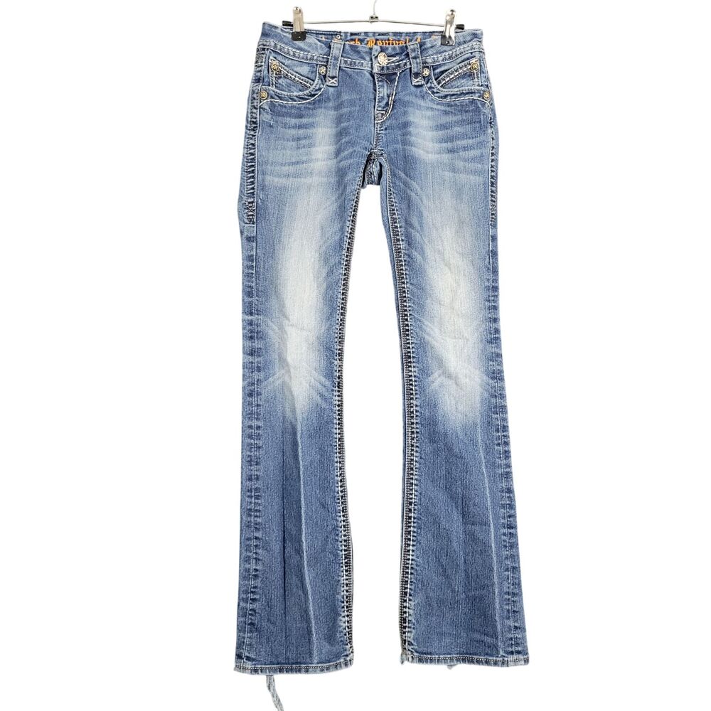 ROCK REVIVAL Leah Boot Low Rise Bootcut Stretch Denim Blue Jeans SIZE 26